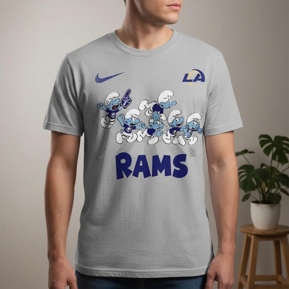The Smurfs Go Rams Cartoon Los Angeles Rams T Shirt The Smurfs Go Rams Cartoon Los Angeles Rams T Shirt