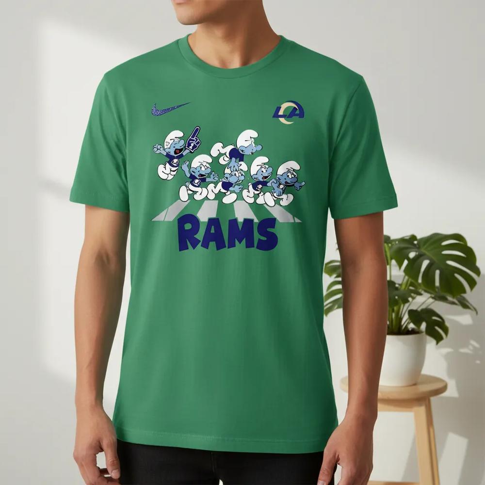 The Smurfs Go Rams Cartoon Los Angeles Rams T Shirt The Smurfs Go Rams Cartoon Los Angeles Rams T Shirt
